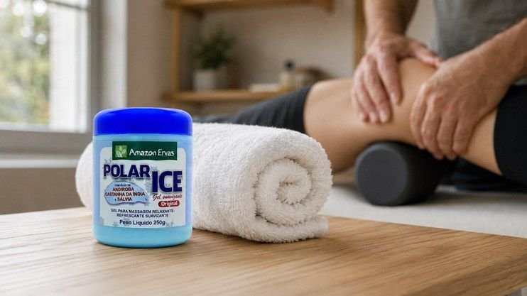 Gel massageador Polar Ice em atendimento de fisioterapia