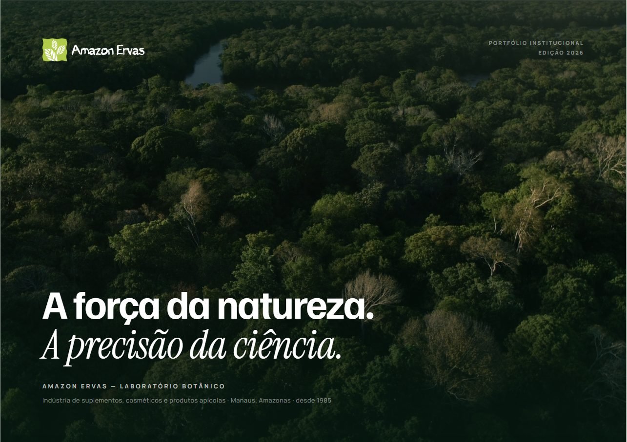 Capa do portfólio institucional Amazon Ervas
